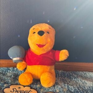 Pooh Bear Disney plush Bear Toy with Red Shirt & honey bucket